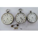 Three late 19th/early 20thC JW Benson silver cased pocket watches,