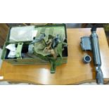 A Hungarian military issue enamelled steel cased sight 18''L with accessories,