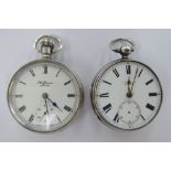 Two late 19th/early 20thC JW Benson silver cased pocket watches,