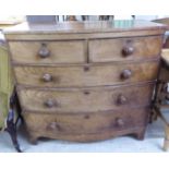 A mid 19thC mahogany bow front five drawer dressing chest,