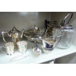 Metalware: to include a silver plated teapot of oval,
