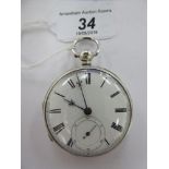 A late Victorian silver cased pocket watch,