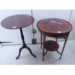 Small furniture: to include an Edwardian satinwood inlaid occasional table, raised on square,