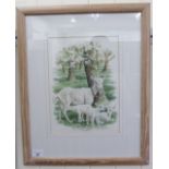 David Parry - 'A family of four goats' watercolour bears a signature 9'' x 13'' framed