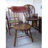 Three Victorian/Edwardian period mahogany and other chairs: to include a child's bedroom chair