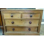 A late Victorian pine four drawer dressing chest,