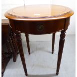 A modern 'Delightful Designs Romantique' walnut lamp table, raised on tapered,