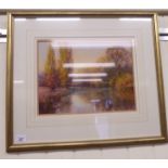 B Beasley-Southgate - an autumnal riverscape pastel bears a signature 11'' x 14'' framed