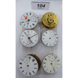 Six late 19thC and later fusee lever watch movements,