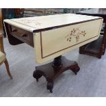 A Regency, later cream painted, stencilled mahogany Pembroke table,