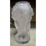 A 20thC (possibly French) Lalique inspired part frosted glass vase,