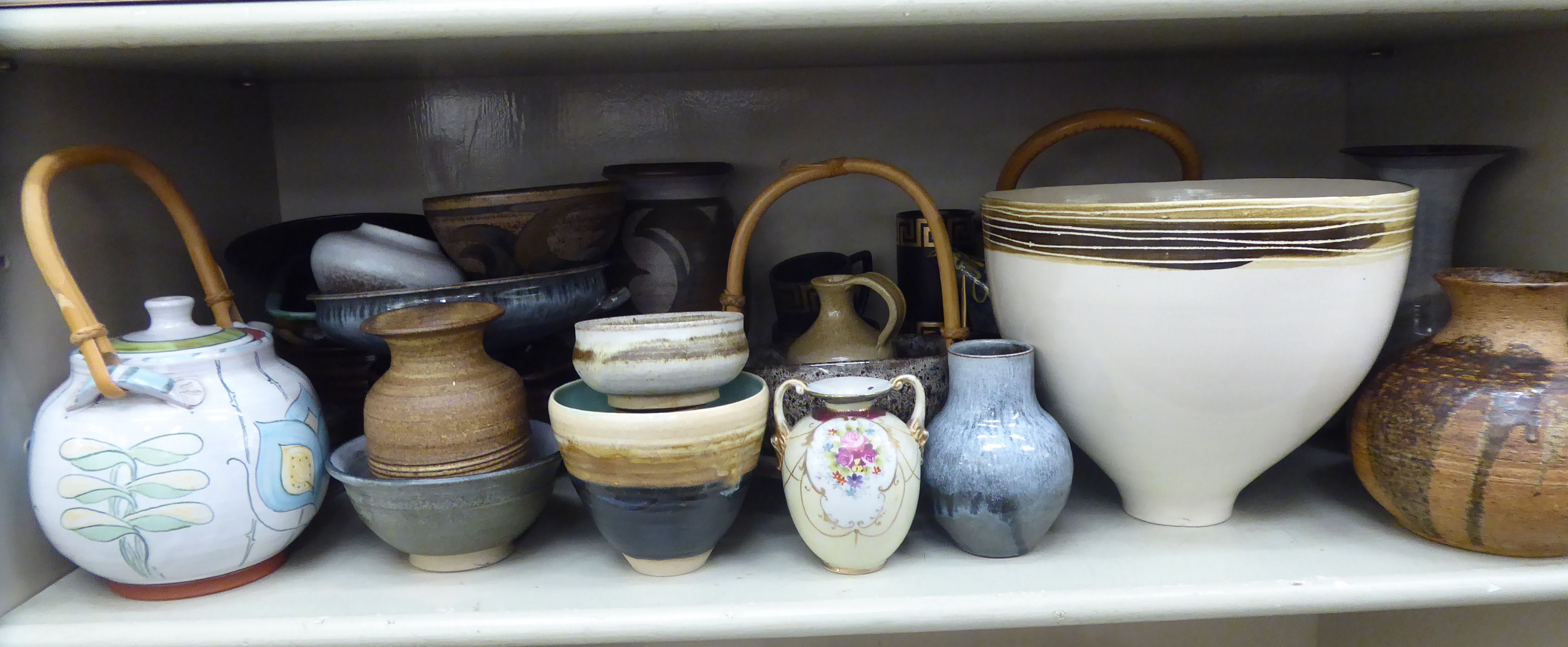 20thC studio pottery: to include vases of various forms,