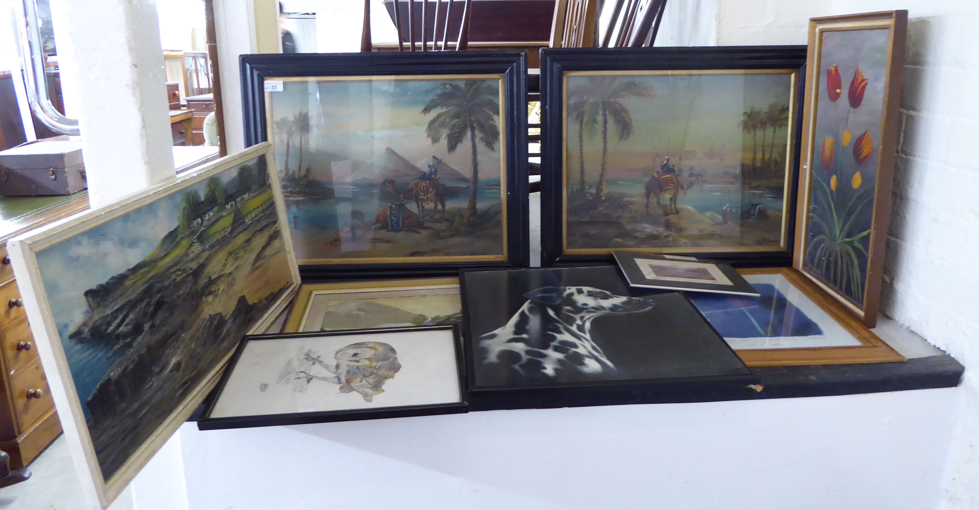 Framed pictures and prints: to include two works by AE Mileson - two Egyptian studies mixed media