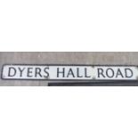 WITHDRAWN A cast black on white painted alloy Leytonstone street sign 'Dyers Hall Road'' 6''