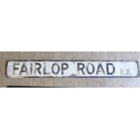 WITHDRAWN A cast black on white painted alloy Leytonstone street sign 'Fairlop Road,