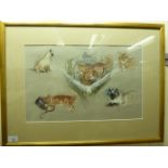 Vera Haygarth - five cats in various poses mixed media bears a signature 18'' x 12'' framed