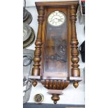 A late Victorian mahogany and walnut cased regulator;