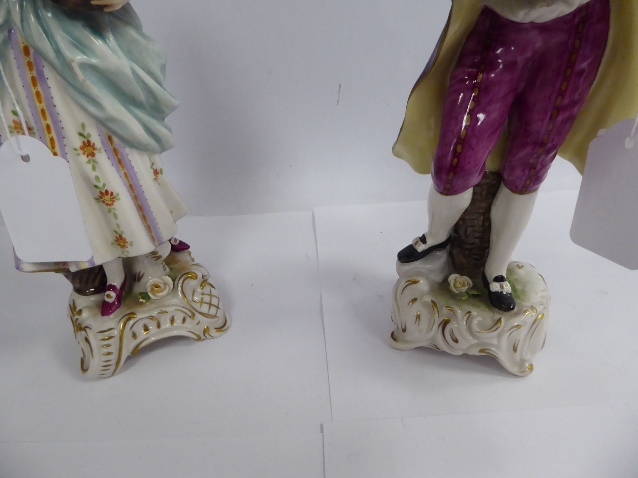 Two similar early 20thC Continental porcelain figures, - Image 4 of 5
