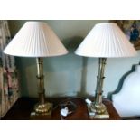 WITHDRAWN A pair of Vaugnan Art Nouveau inspired brass table lamps,