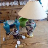 Table lamps: to include a pair of Vaughan modern Chinese porcelain turquoise glazed examples 22''h