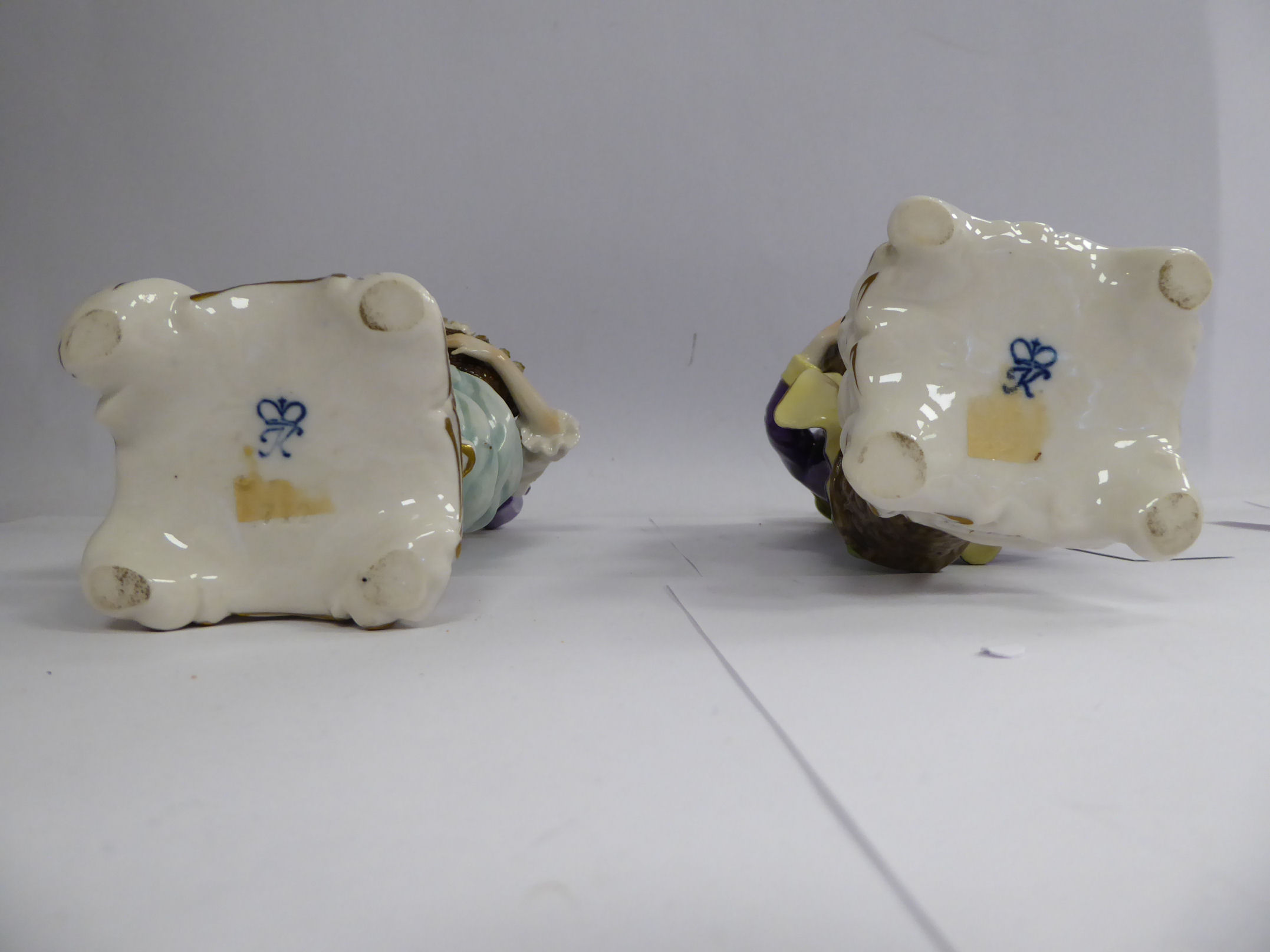 Two similar early 20thC Continental porcelain figures, - Image 5 of 5
