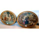 Two similar early 19thC embroidered biblical studies 17'' x 13'' (oval) framed (From the