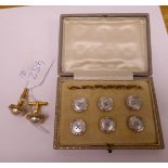 Jewellery: to include a set of six 9ct gold backed shirt studs,