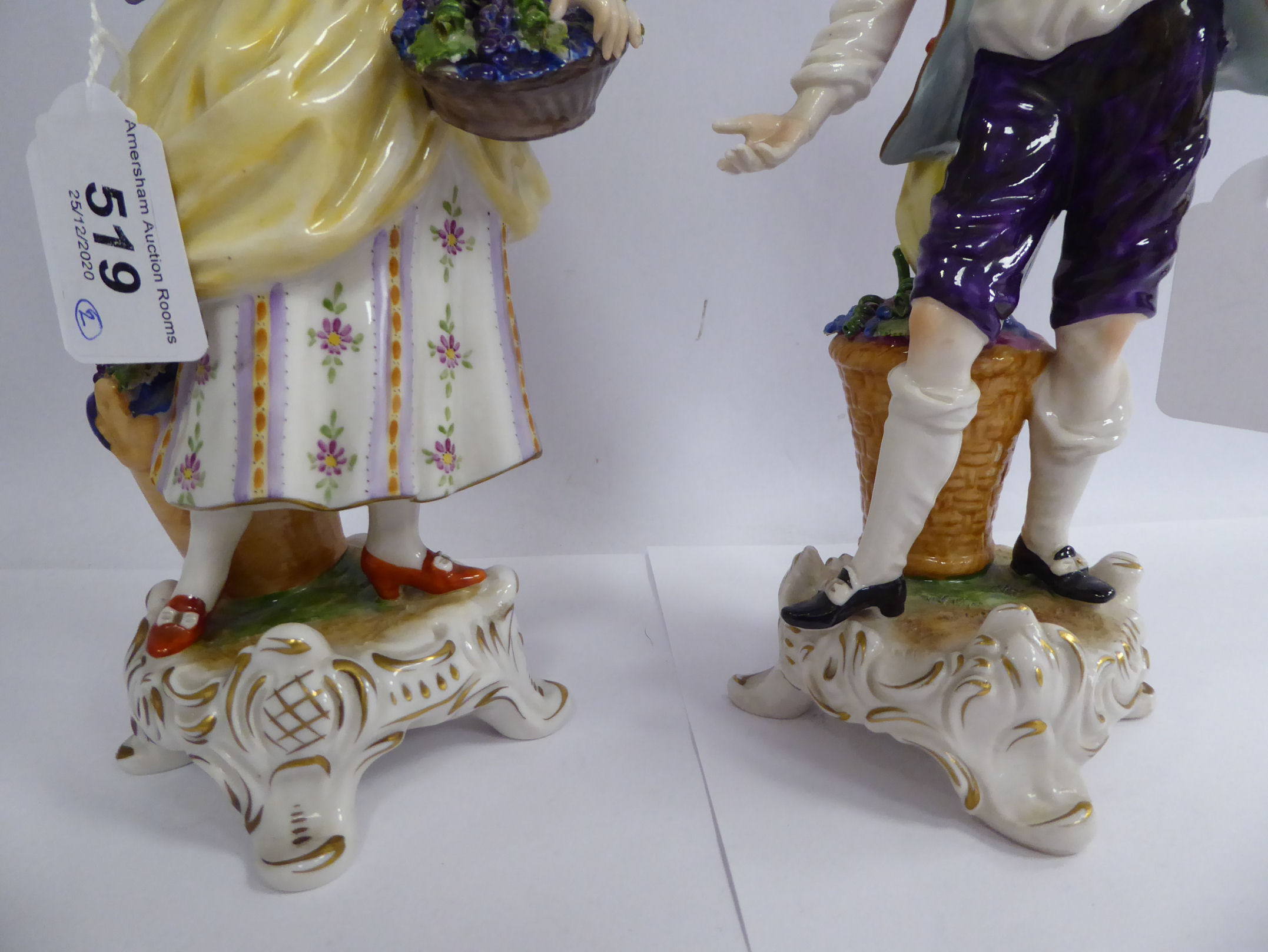 Two similar early 20thC Continental porcelain figures, - Image 3 of 4