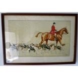 Cecil Aldin - 'The New School' and 'The Old School' coloured prints 24'' x 13'' framed