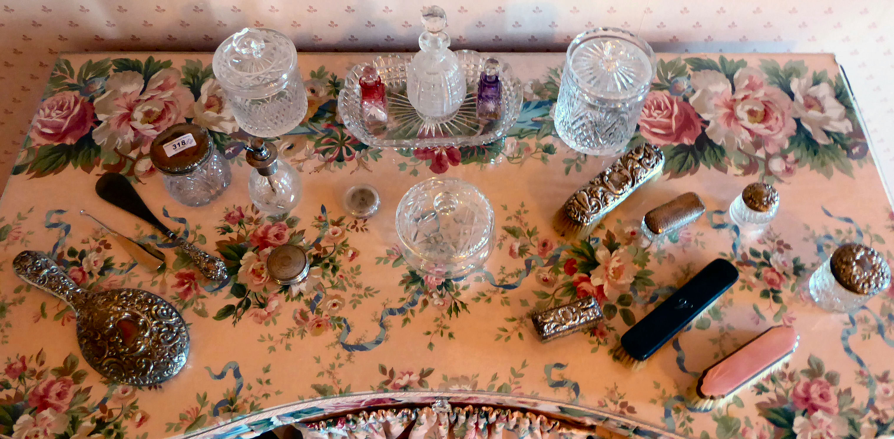 Glass and silver backed/capped dressing table items mixed marks (From the Ian Thomas