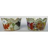 A pair of early 20thC Italian pottery Monteith design oval bowls,