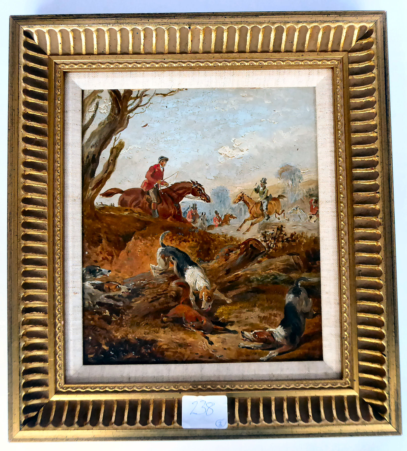 A pair of mid 20thC foxhunting studies oil on panel 8.5'' x 7. - Image 3 of 4