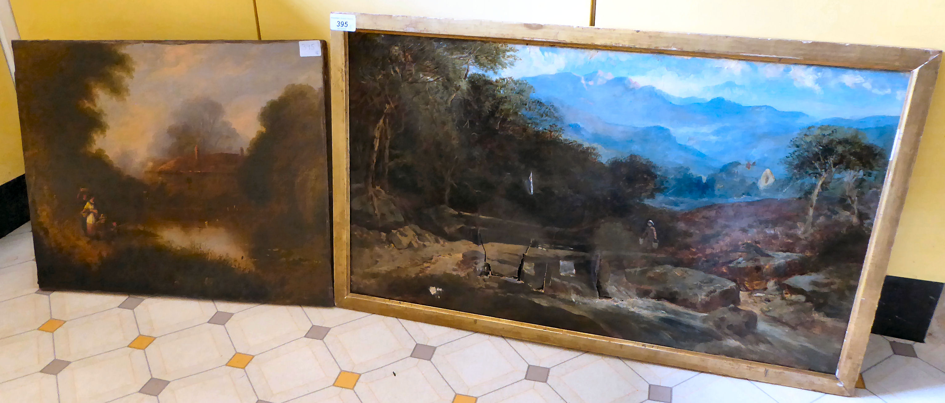 Pictures: to include a late 19thC study, figures beside a river oil on canvas 16.