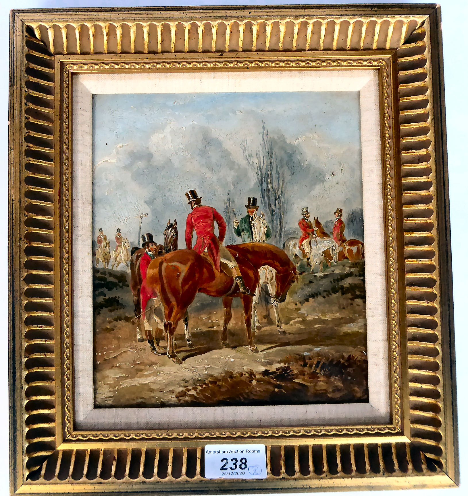 A pair of mid 20thC foxhunting studies oil on panel 8.5'' x 7. - Image 4 of 4