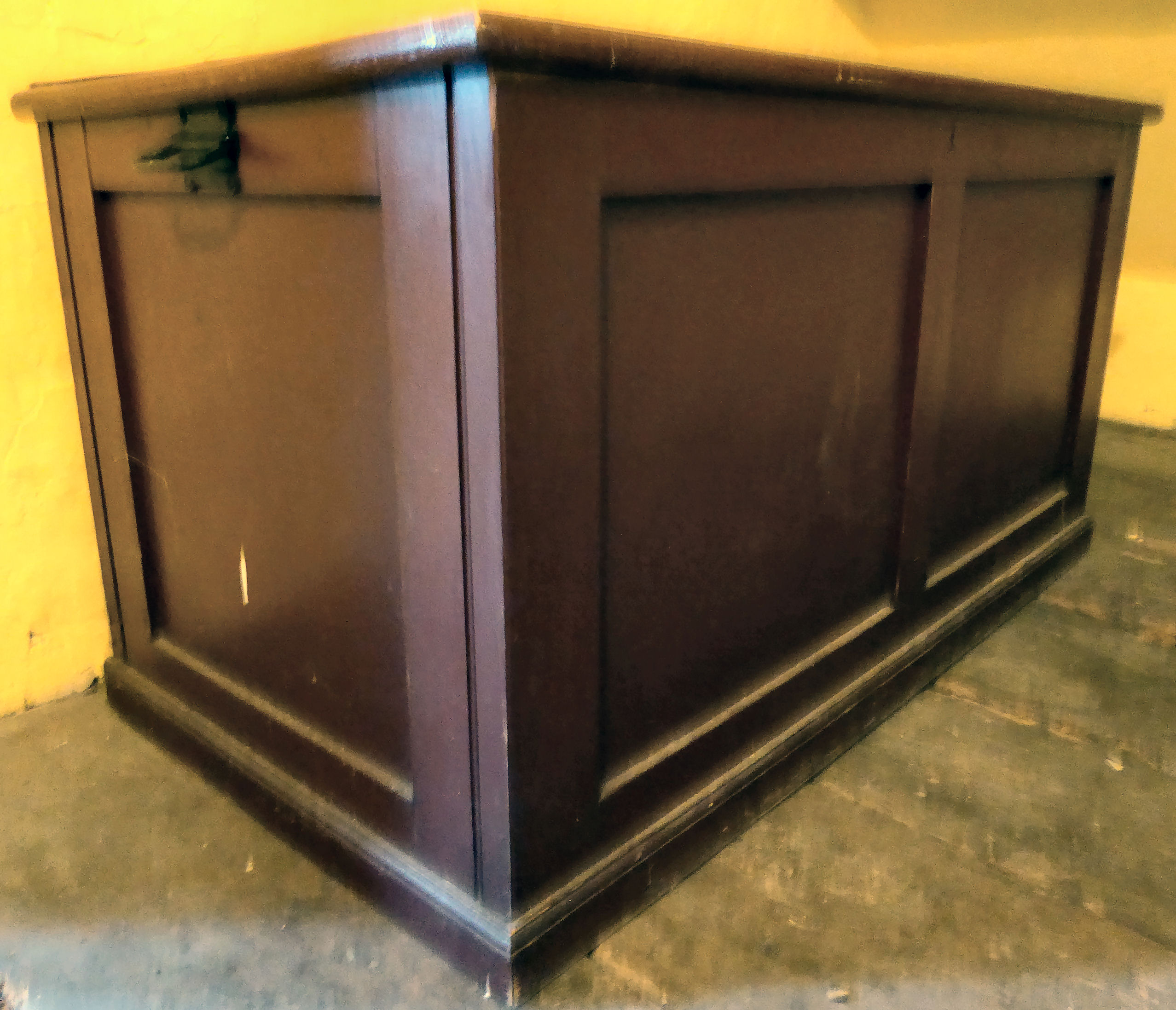 An early 20thC stained pine and panelled camphorwood chest with straight sides and a hinged lid, - Image 2 of 3