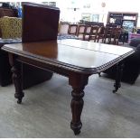 An early/mid 19thC mahogany wind-out dining table, the top with a two tier, thumb moulded edge,