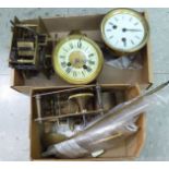 Four late 19th/early 20thC clock movements: to include an 8 day example,