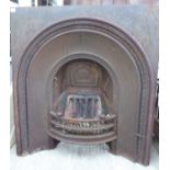 A late 19thC cast iron fire surround with a concave centre section 37''h 34'' 11''deep F