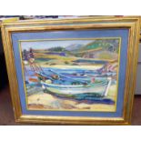 Elaine Ask - 'Boat with Blue Oars' oil on canvas bears a signature & dated '83 with a Sally