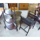 Small furniture: to include an Edwardian satinwood inlaid mahogany framed piano stool,