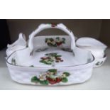 A Hammersley bone china Strawberry Ripe pattern strawberry set with cream jug and sugar basin