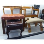 Small furniture: to include a reproduction yewwood demi-lune hall table, raised on slender,