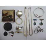 Small collectables and items of personal ornament: to include an Art Deco yellow metal pin brooch;