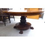 A Regency and later, mahogany breakfast table, the tip-top over an octagonal,