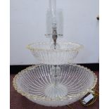 A Seguso Murano crackle glass centrepiece table lamp, featuring two tiered,