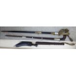 Edged weapons and other collectables: to include a naval dress sword the blade 32''L (Please