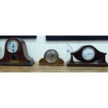 Three Edwardian mantel clocks: to include a Mappin & Webb satinwood inlaid cased example;
