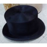A Tress & Co of London black silk top hat,