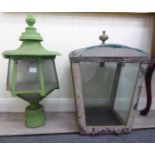 A late 19th/early 20thC cast iron street lamp standard of stepped, cylindrical form,