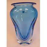 A Formia Murano aquamarine Sbruffi Sommerso glass vase of slender, oval, tapered,